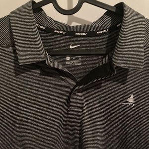 Nike Golf Gray Black Striped Short Sleeve Polo Shirt